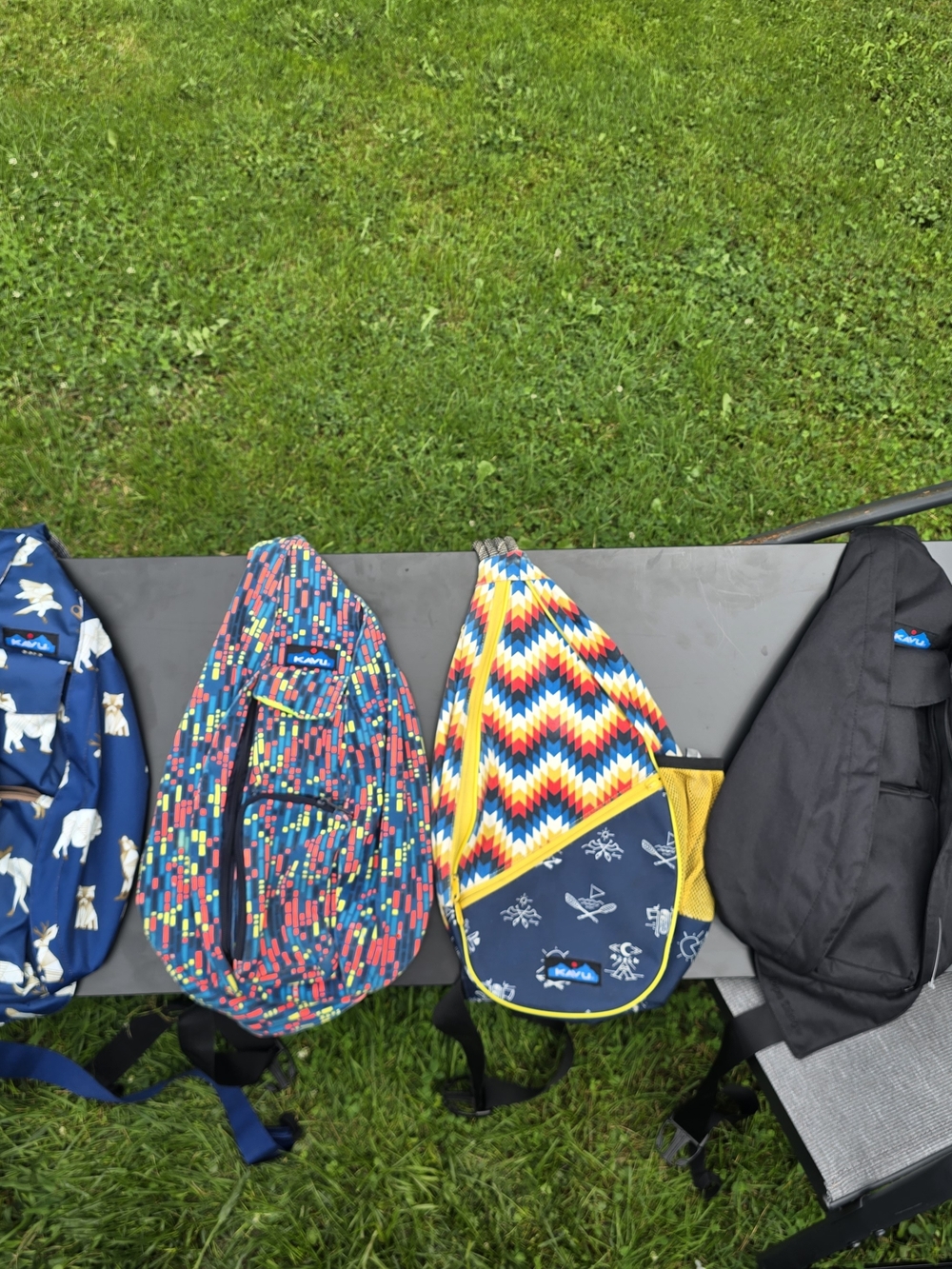 Kavu Multicolor Zigzag and Chevron Rope Sling Bags